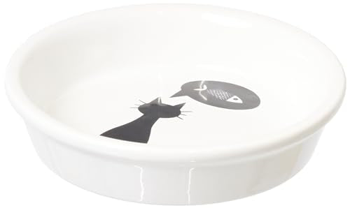 Trixie ciotola in ceramica per gatti, 0.25 l, diametro 13 cm, bianco/nero