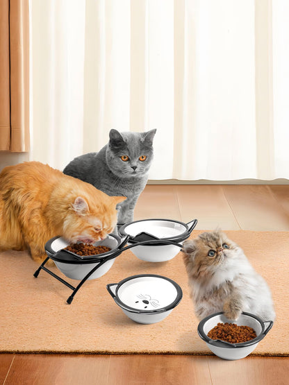 Ciotole per gatti rialzate per cibo e acqua, ciotole in ceramica