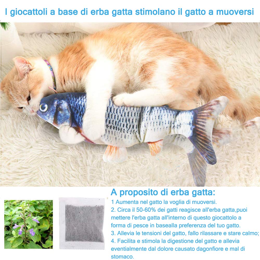 Interactive Toy for Cats, Electric Fish with Catnip