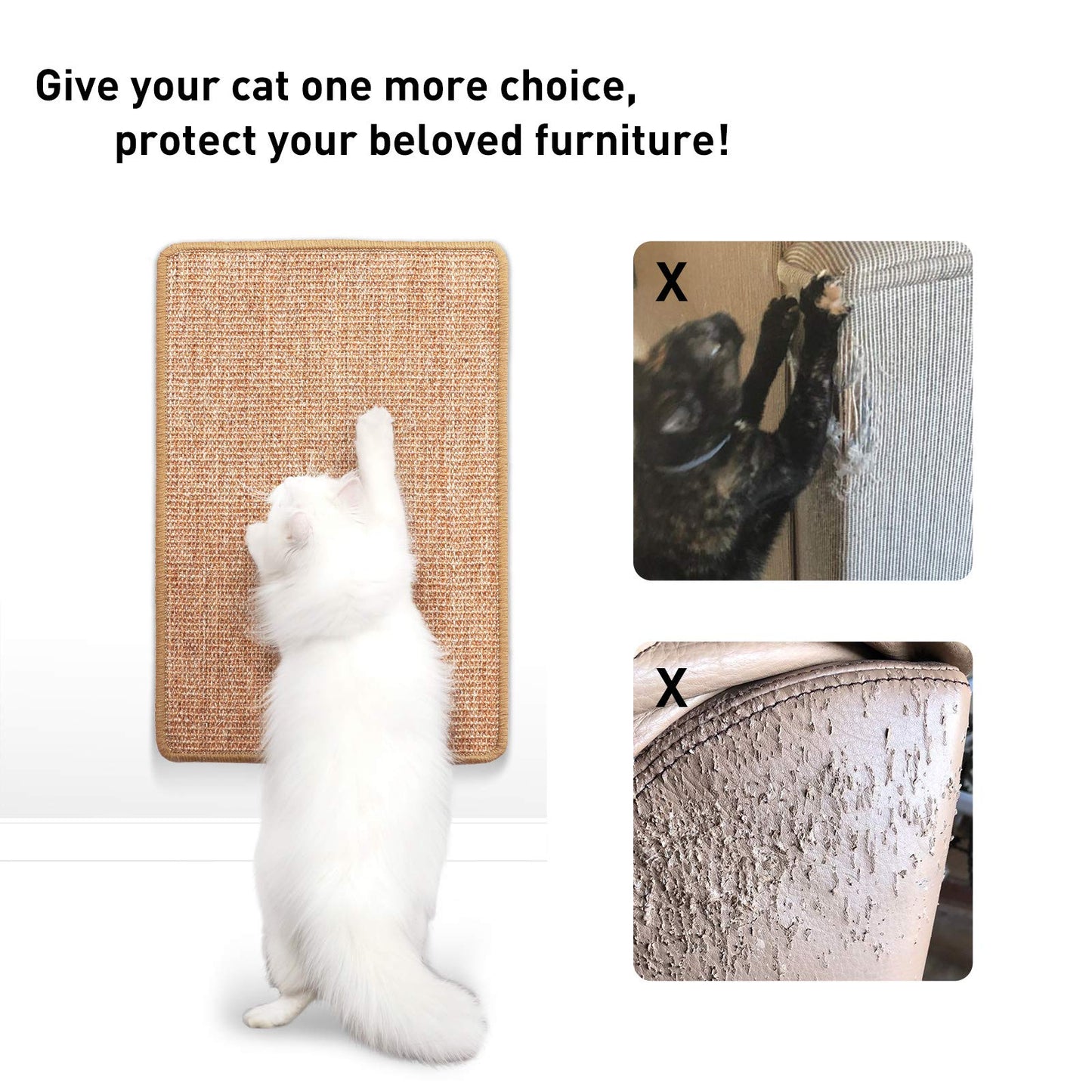 Scratching Mat for Cats, 60x40 cm Anti-scratch in Natural Sisal