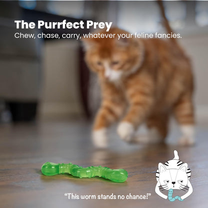 Worm-shaped cat toy with catnip